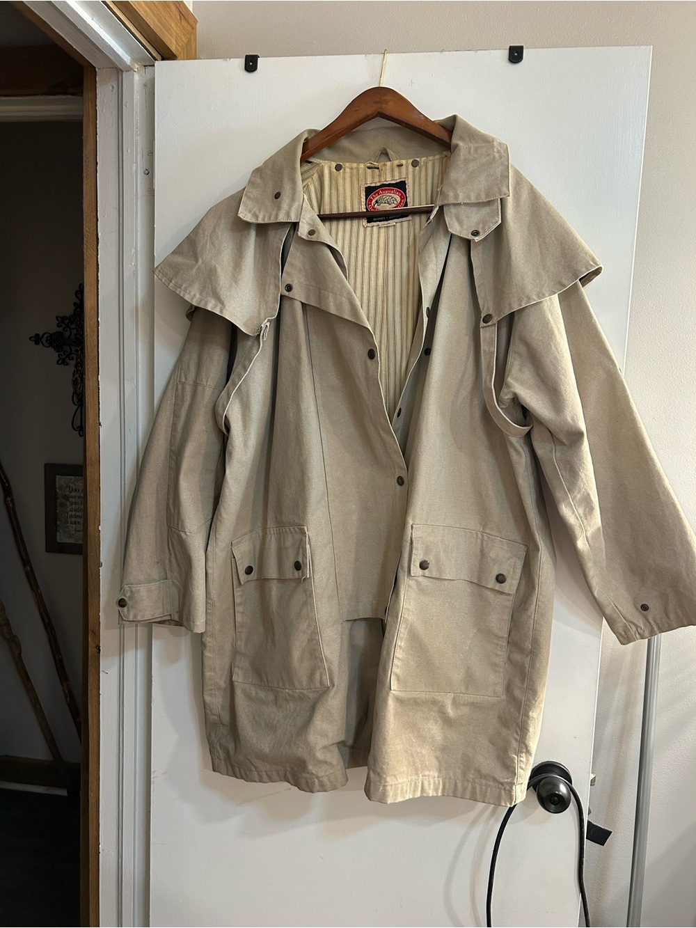 Neutral Beige Canvas Hooded Parka